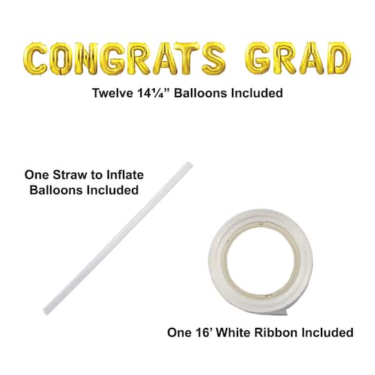 Beistle 12ft. Gold Congrats Grad Balloon Streamers, 2ct.